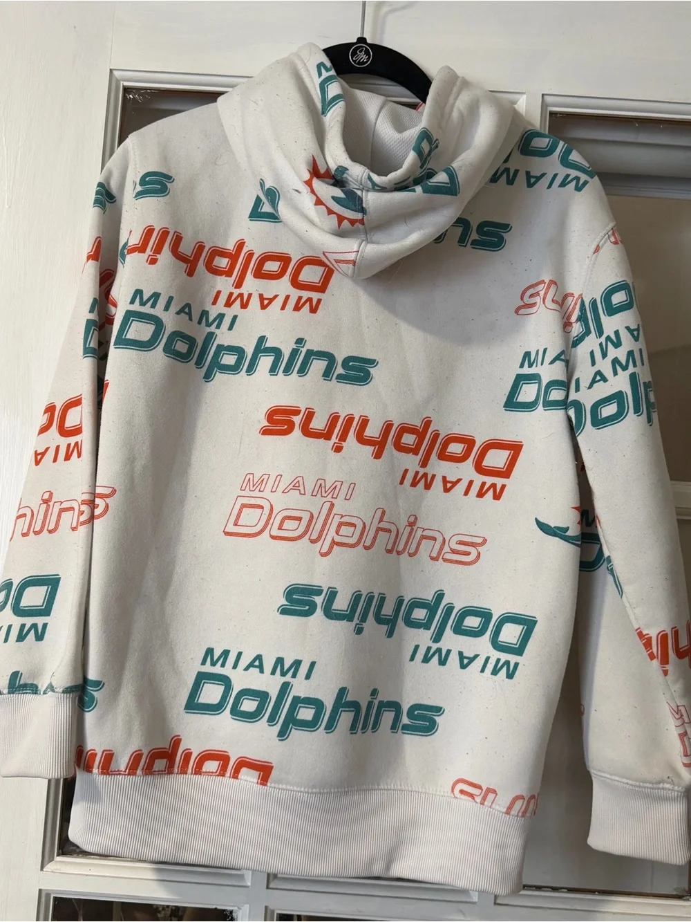 Kids Miami Dolphins Logo Hoodie - White with Aqua & Orange